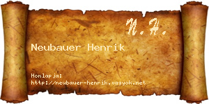 Neubauer Henrik névjegykártya